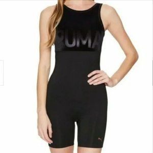 PUMA Women's Black 1-Piece Activewear Unitard with Velvet Upper Size Medium
